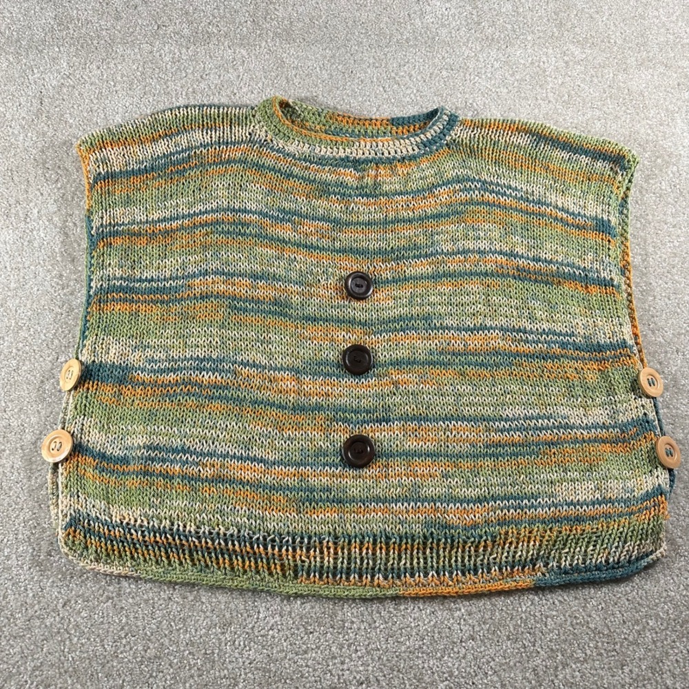 Cottage Granola Handmade Knit Top Dye Green Button Side Boho Layering Piece
